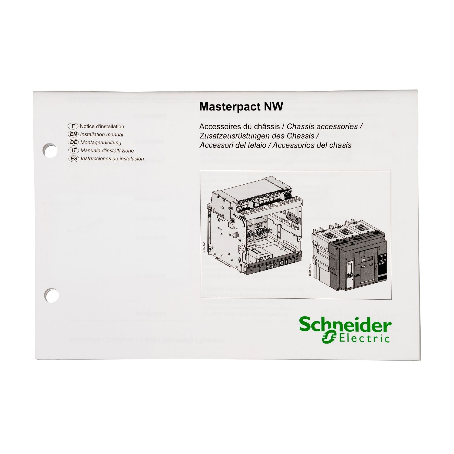 Picture of Instruction sheet, MasterPact NW chassis accessories, spare part