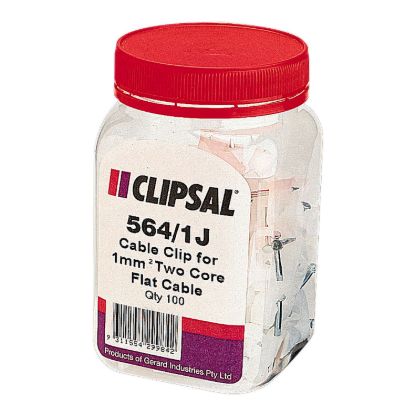 Picture of Cable Clip, Clipsal - General Accessories, to Suit 2.5mm² and 4mm², Flat Cable, Jar of 100