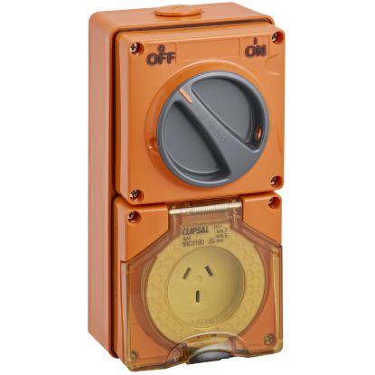 Picture of Switched Socket Outlet, Clipsal - 56 Series, 250V, 10A, 3 Flat PIN, IP66, 2 Pole