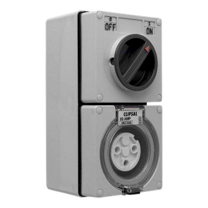 Picture of Switched Socket Outlet, Clipsal - 56 Series, 250V, 20A, 3 Round PIN, IP66, 1 Pole