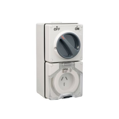 Picture of Switched Socket Outlet, Clipsal - 56 Series, 250V, 20A, 3 Flat PIN, IP66, 1 Pole