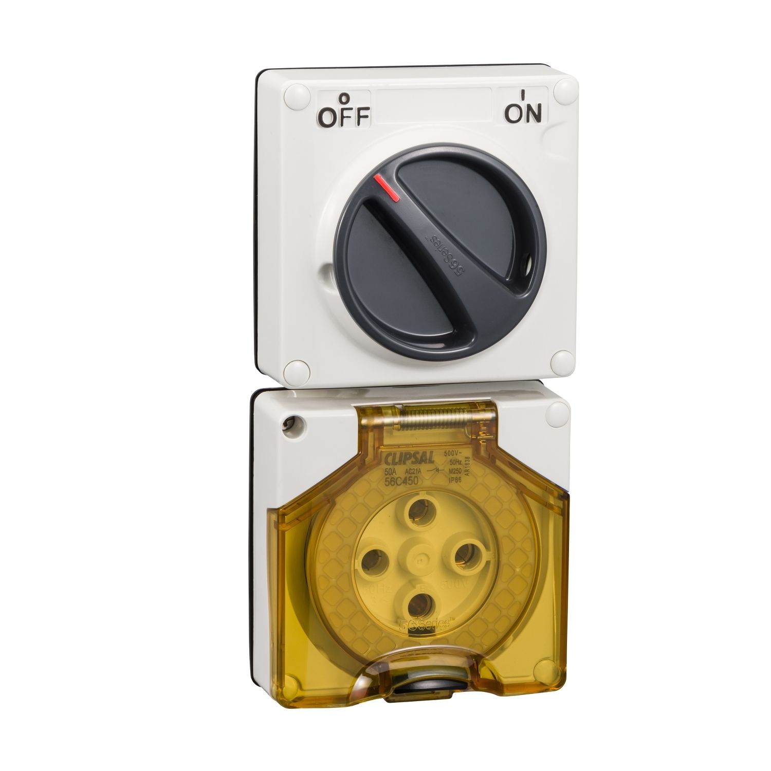 Picture of Switched Socket, Clipsal - 56 Series, Surface IP66 4 PIN 50A Less Enclosure