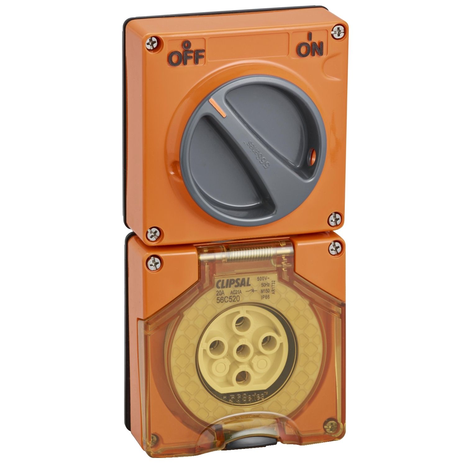 Picture of Switched Socket, Clipsal - 56 Series, Surface IP66 5 PIN 20A Less Enclosure