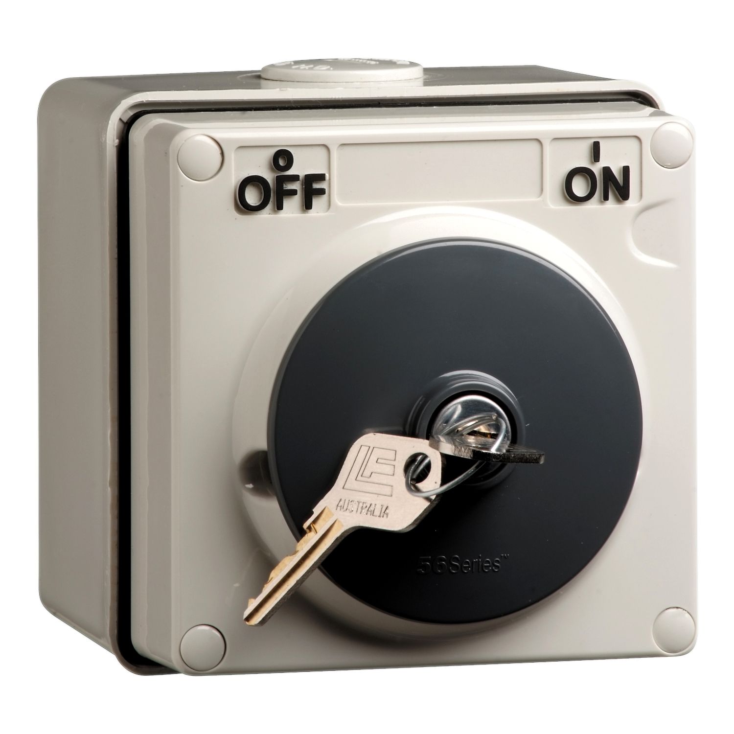 Picture of Surface Switch, Clipsal - 56 Series, 3 Pole, 500VAC, 20A, Key Operated, On/Off Locking Position