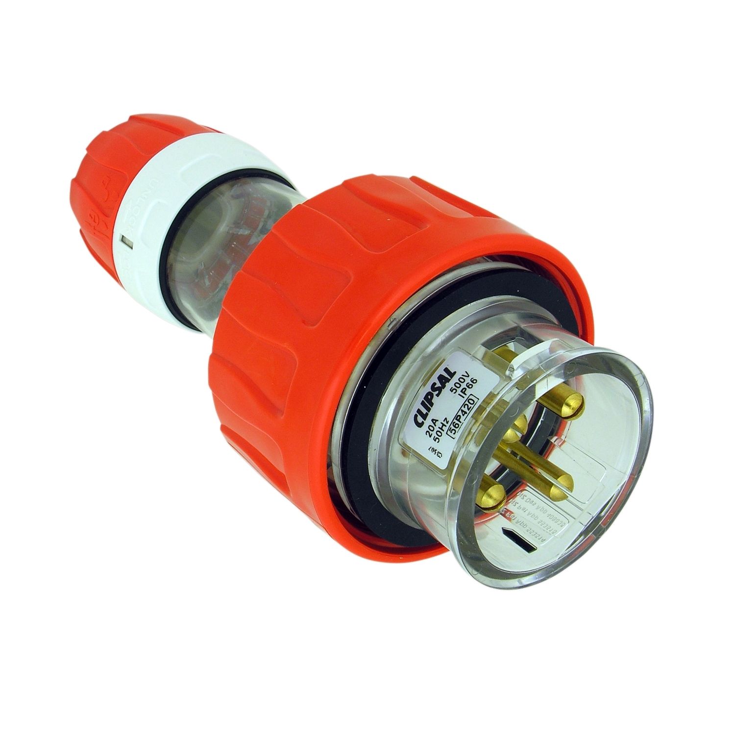 Picture of Straight Plug, Clipsal - 56 Series, IP66, 500V 20A - 4 Round Pins