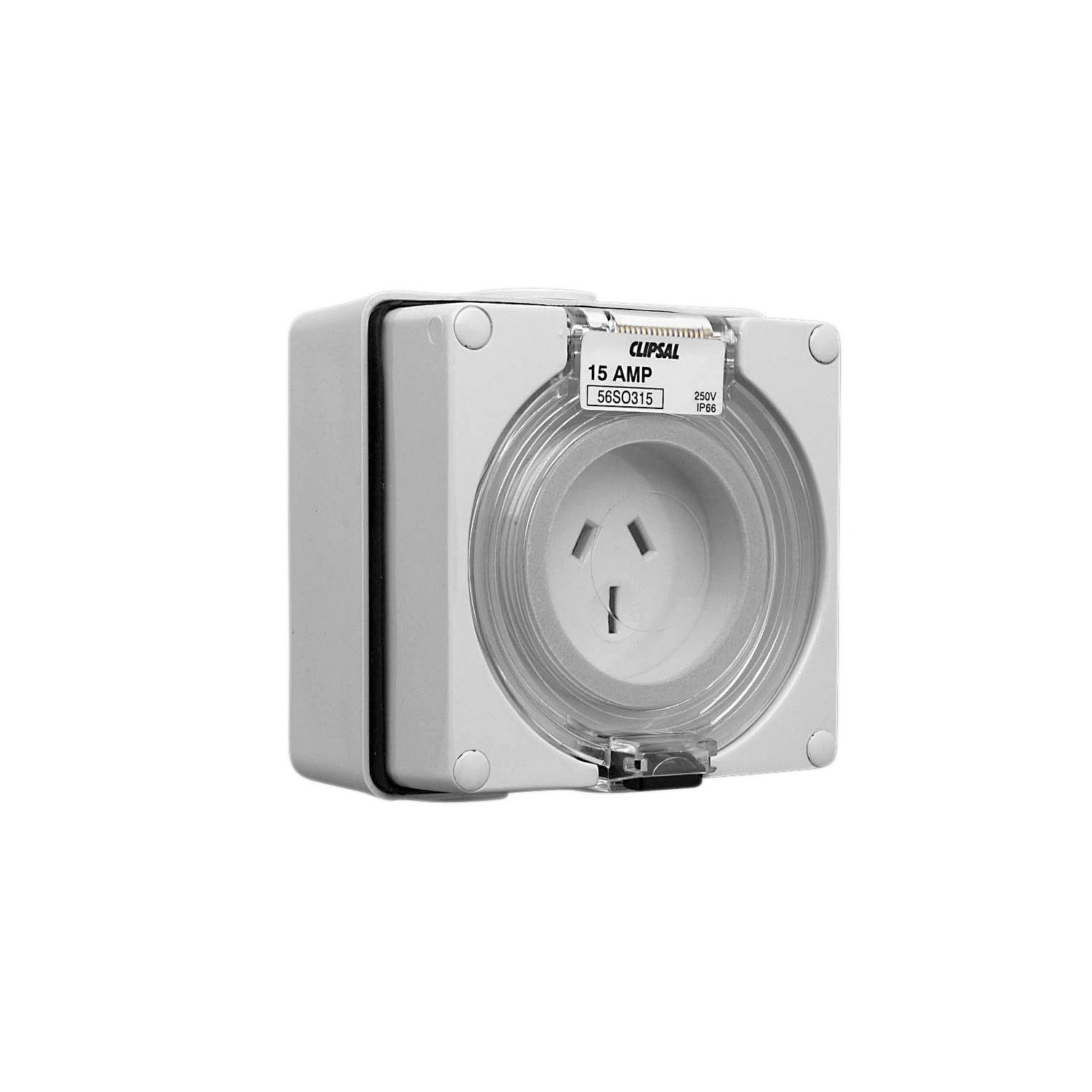 Picture of Surface Socket, Clipsal - 56 Series, IP66, 250V 15A - 3 Flat Pins