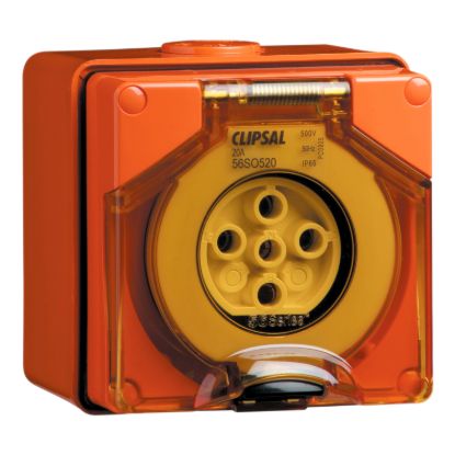 Picture of Surface Socket, Clipsal - 56 Series, IP66, 500V 20A - 5 Round Pins