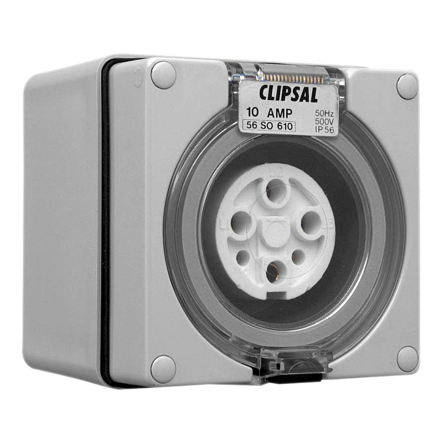 Picture of Surface Socket, Clipsal - 56 Series, IP66, 500V 10A - 6 Round Pins