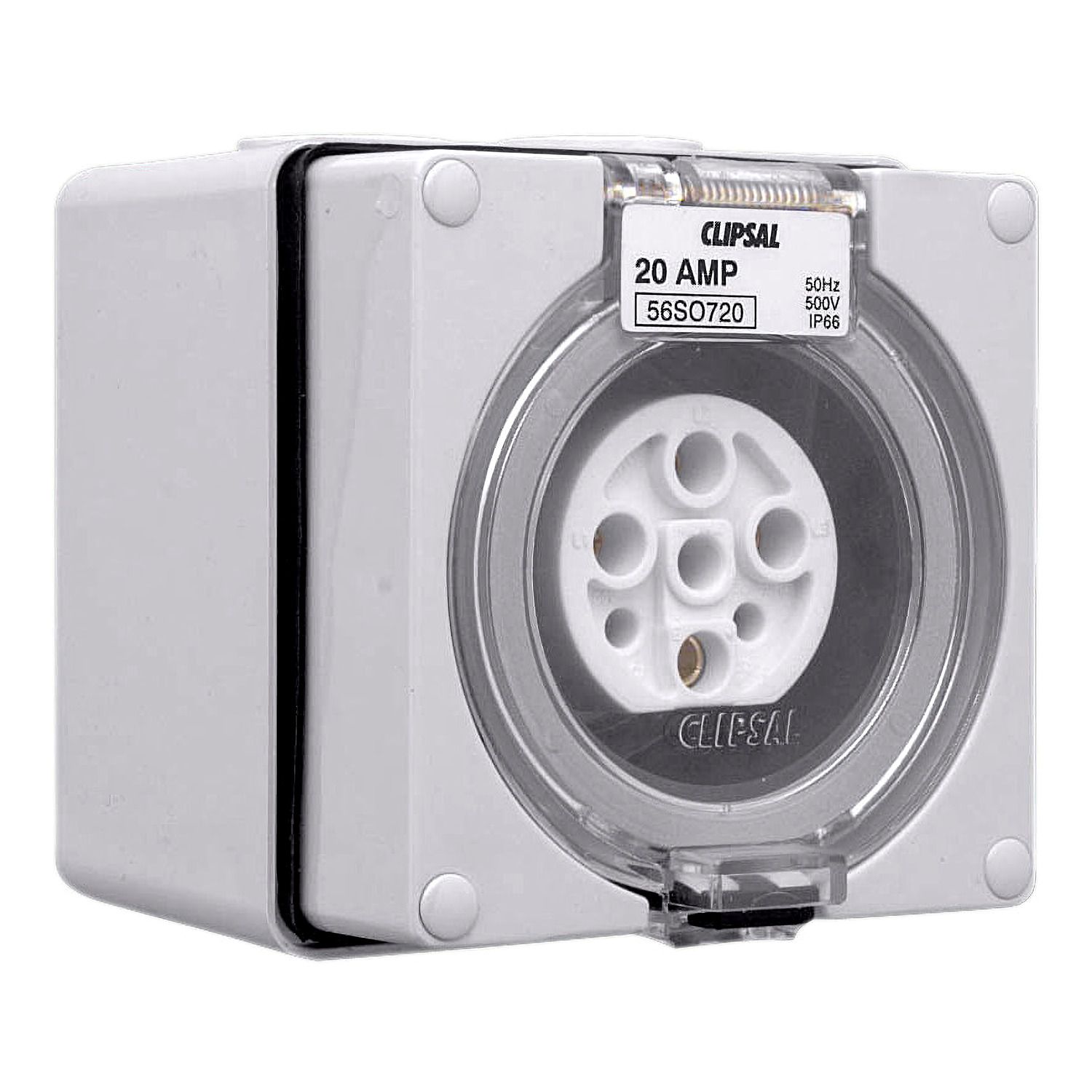 Picture of Surface Socket, Clipsal - 56 Series, IP66, 500V 20A - 7 Round Pins