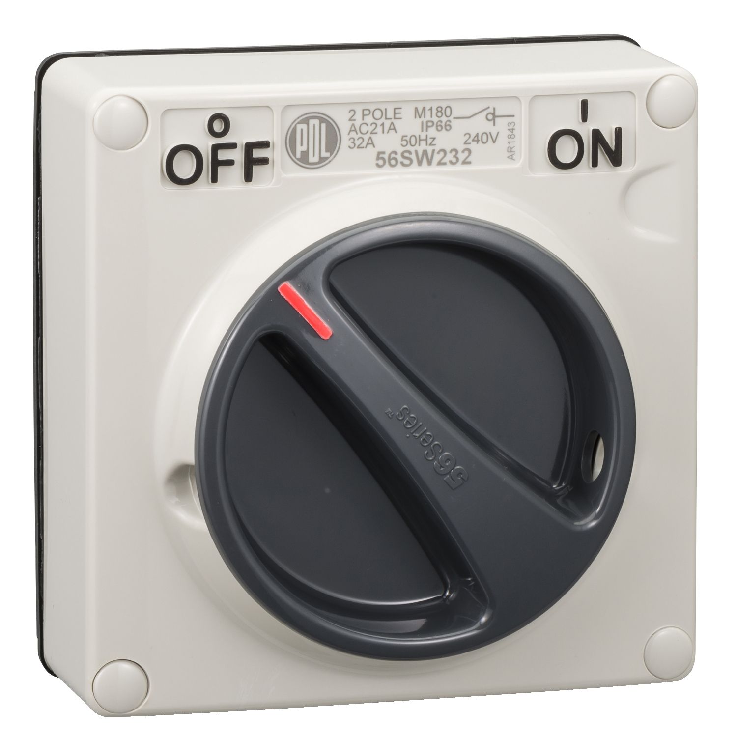 Picture of Surface Switch, Clipsal - 56 Series, 1 Gang, 2 Pole, 500VAC, 32A