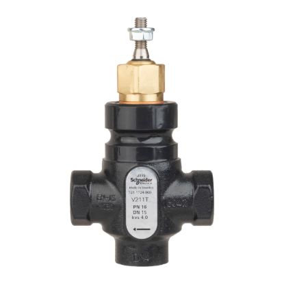 Picture of Venta V211T Globe Valve, 2-Way, PN16, Rp 1/2 Internal thread, DN15, 4.0 Kvs, Nodular Iron, Brass Plug, Stem Up Closed.