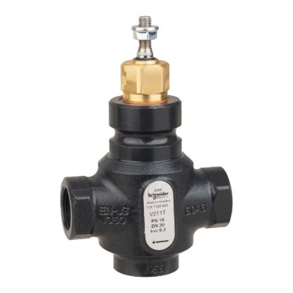 Picture of Venta V211T Globe Valve, 2-Way, PN16, Rp 3/4 Internal thread, DN20, 6.3 Kvs, Nodular Iron, Brass Plug, Stem Up Closed.