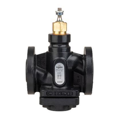 Picture of Venta V231 Globe Valve, 2-Way, PN25, Flanged, DN15, Kvs 4.0, Nodular Iron, Stainless Plug and Seat, Stem Up Closed.