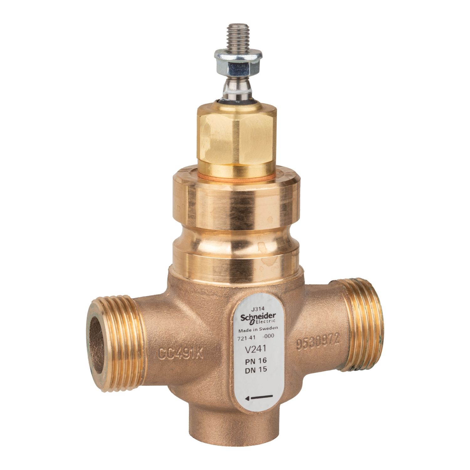 Picture of Venta V241 Globe Valve, 2-Way, PN16, G 1 External Thread, DN15, Kvs 2.5, Bronze Body, Stainless Trim, Stem Up Closed.