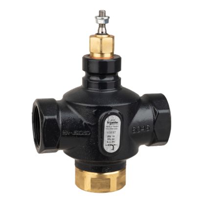 Picture of Venta V311T Globe Valve, 3-Way, PN16, Rp 1 1/2 Internal Thread, DN40, 25 Kvs, Nodular Iron, Brass plug.