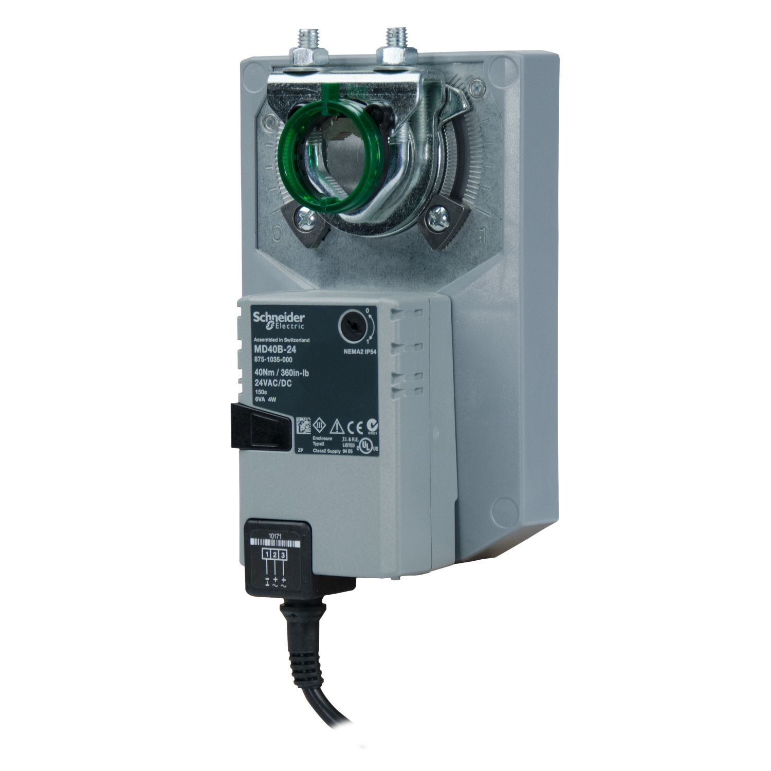 Picture of Electric Actuator, 2 Position, Non-Spring Return, 24Vac/dc, 1m Leads, 40Nm, IP54, Optional SPDT accessory available