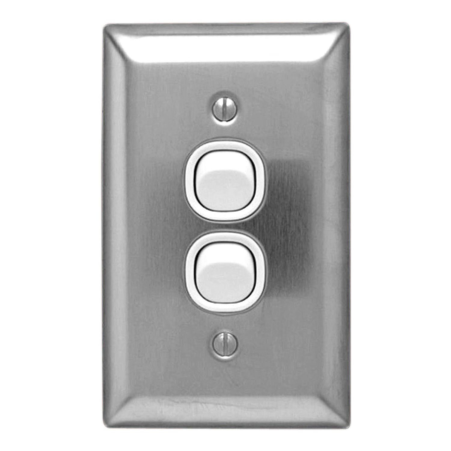 Picture of Flush Switch, Metal Plate Series, 2 Gang, 250VAC, 10A, A Style, Standard, Vertical
