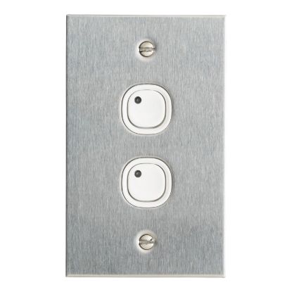 Picture of Flat Plate, C-Bus Control and Management System, Key Input, 2 Gang, B Style, Learn Enabled, Stainless Steel