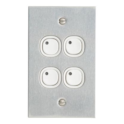 Picture of Flat Plate, C-Bus Control and Management System, Key Input, 4 Gang, B Style, Learn Enabled, Stainless Steel