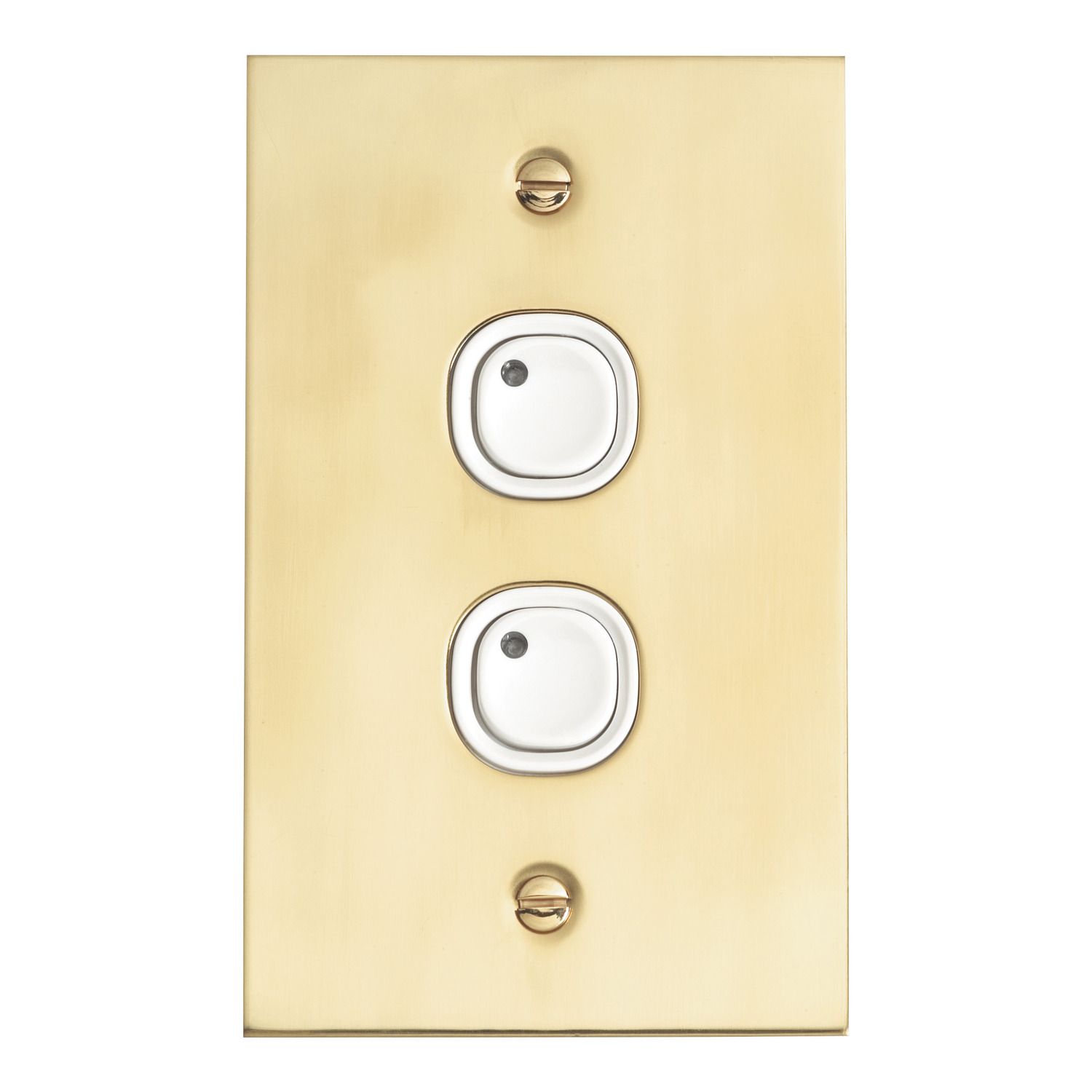 Picture of Flat Plate, C-Bus Control and Management System, Key Input, 2 Gang, B Style, Learn Enabled, Brass