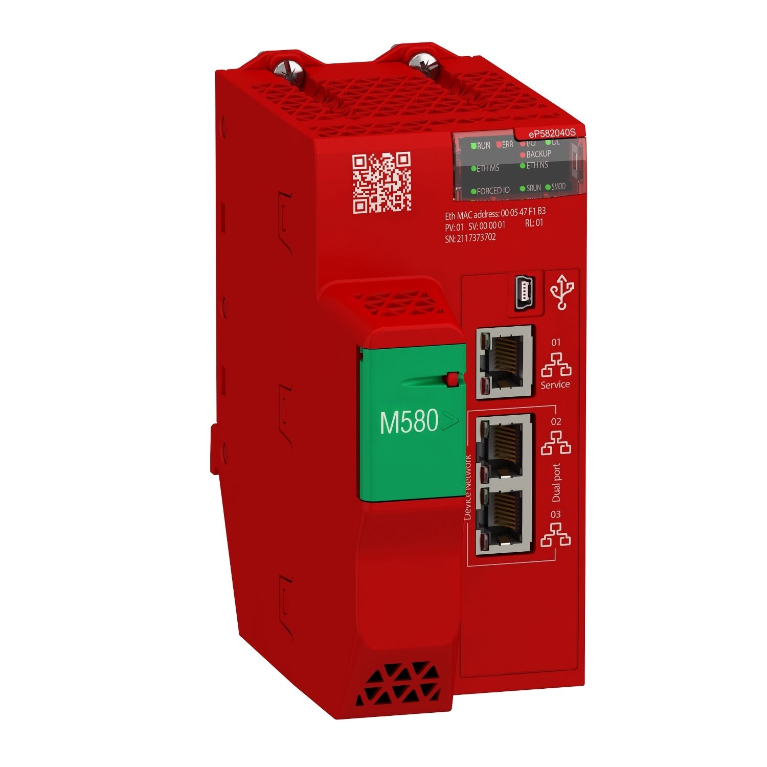 Picture of standalone safety processor, Modicon M580, 8MB, 61 Ethernet devices, 8 remote IO racks, 16 CIP safety devices