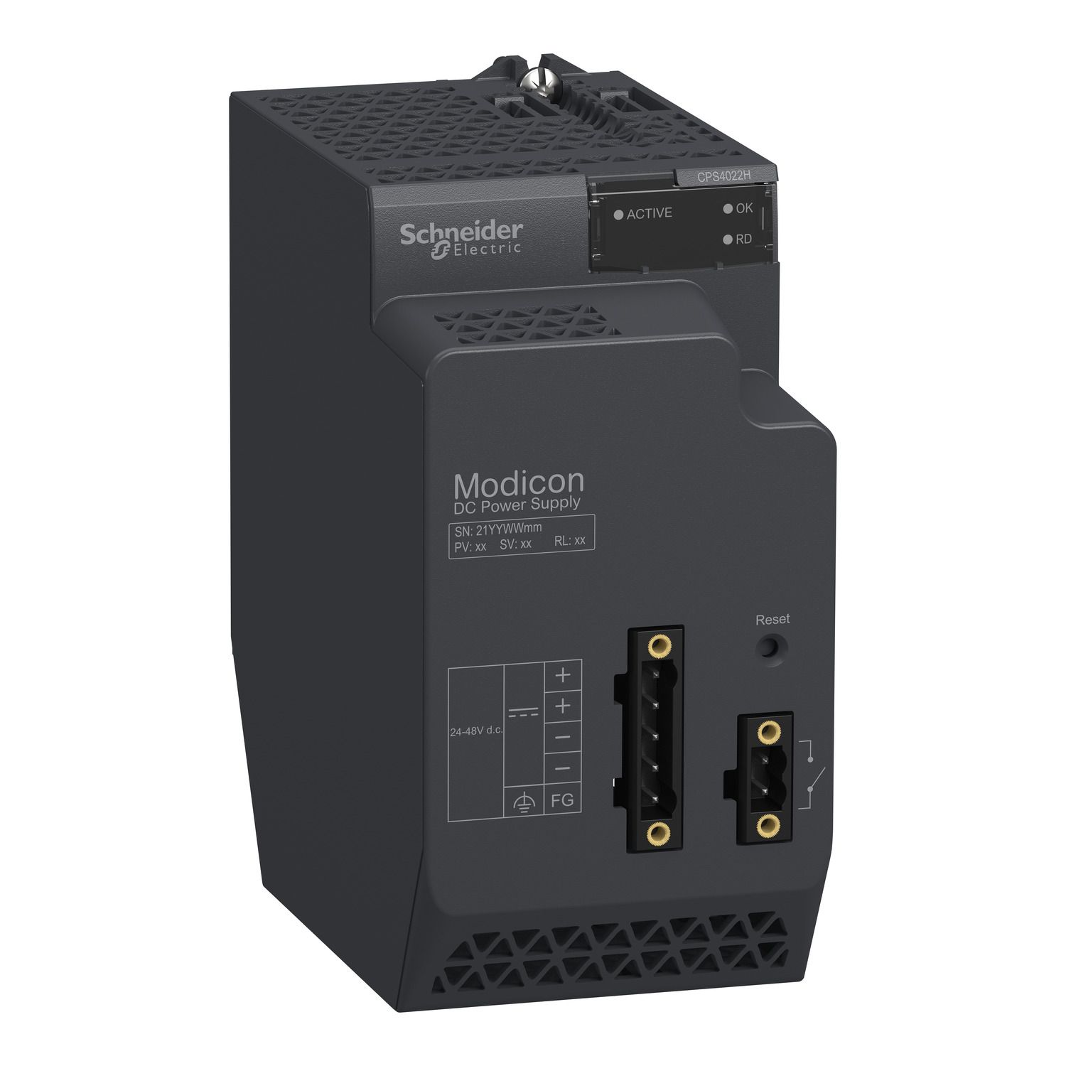 Picture of redundant power supply module, Modicon X80, 24 to 48V DC, for severe environment