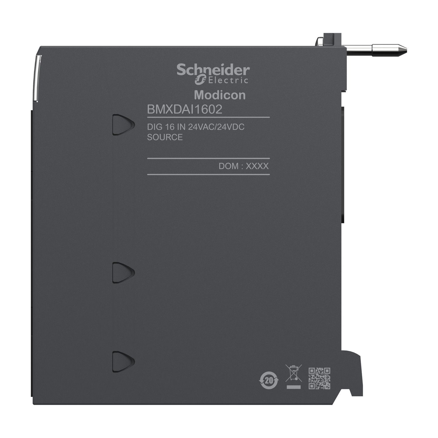 Picture of discrete input module, Modicon X80, 16 inputs, 24V AC or DC, positive or negative