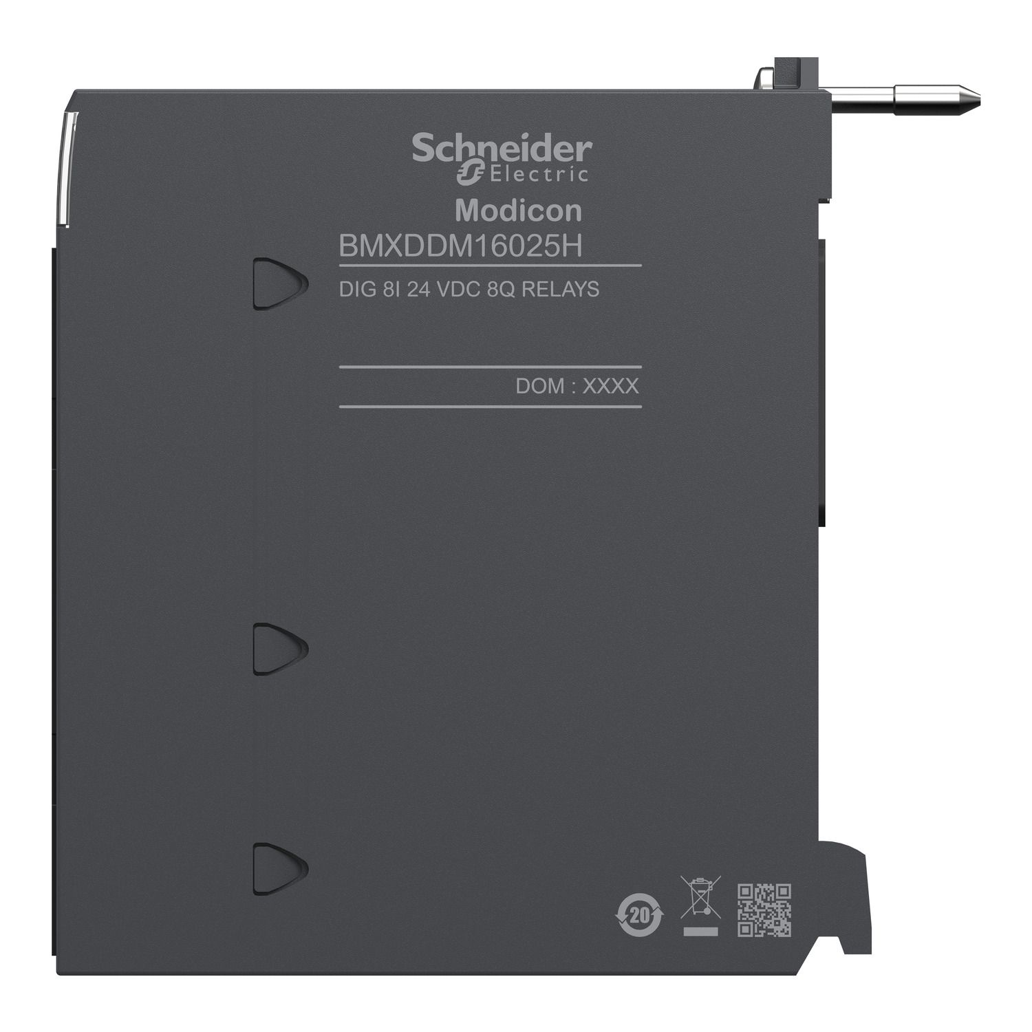 Picture of Discrete mixed I/O module, Modicon X80, 8 inputs, 24V DC, 8 relay outputs, 24 to 240V AC positive, for severe environments