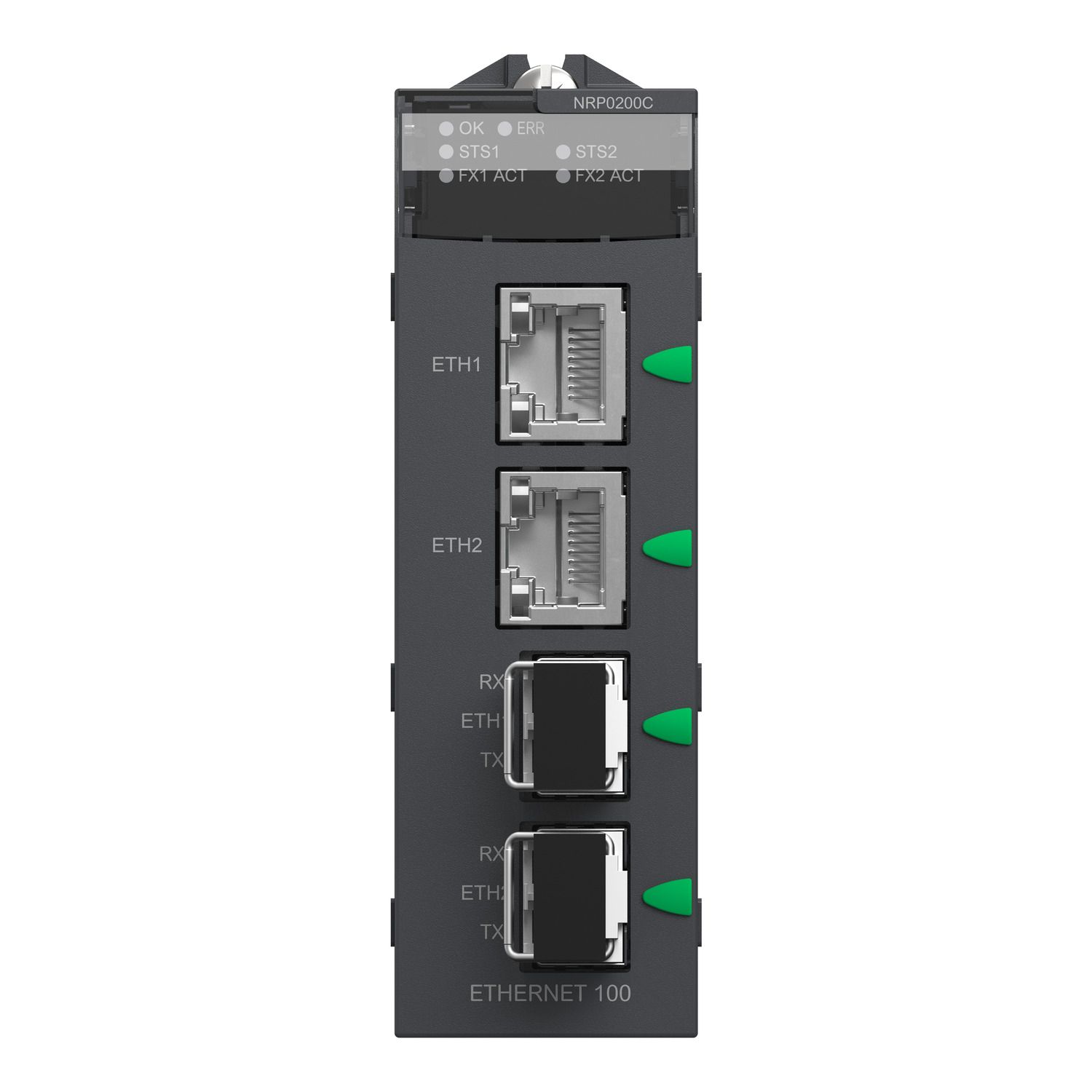 Picture of fiber converter, Modicon X80, MM/LC 2CH 100Mb, for severe environment