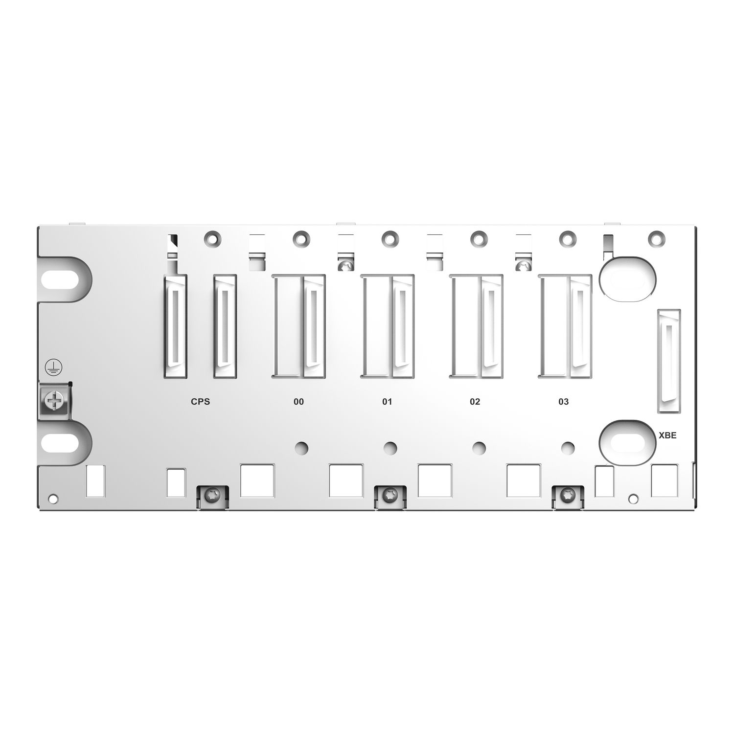 Picture of Backplane, Modicon X80, 4 slots, panel, mounitng plate or DIN rail mounting, ruggedized