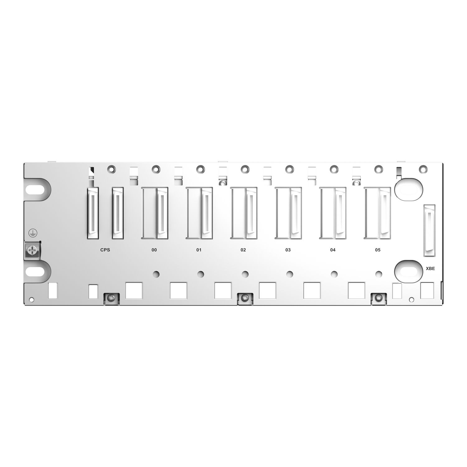 Picture of Backplane, Modicon X80, 6 slots, panel, mounitng plate or DIN rail mounting, ruggedized