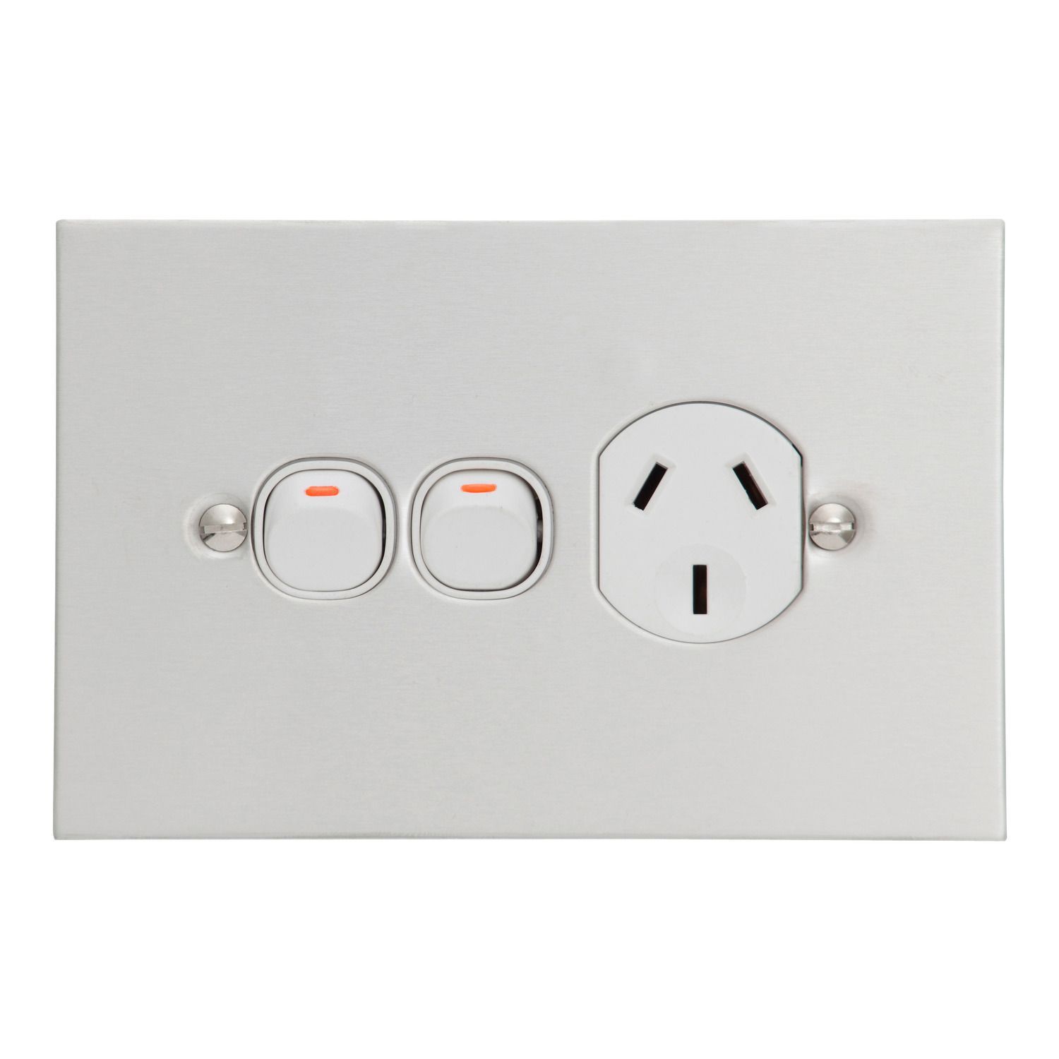 Picture of Single Switch Socket Outlet, Metal Plate Series, 250V, 10A, BSL Style, Removable Extra Switch