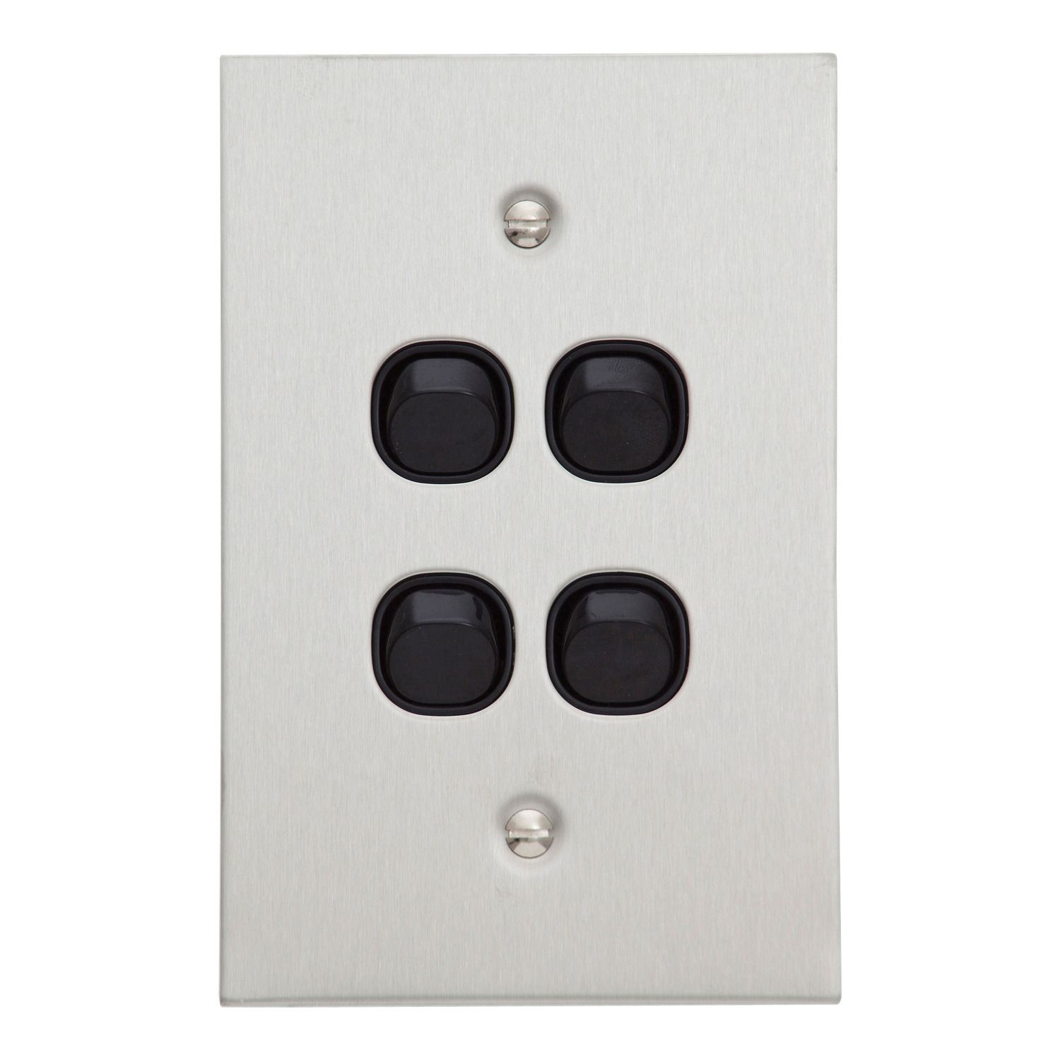 Picture of Flush Switch, Metal Plate Series, 4 Gang, 250VAC, 10A, Range, BSL Style, Standard, Vert