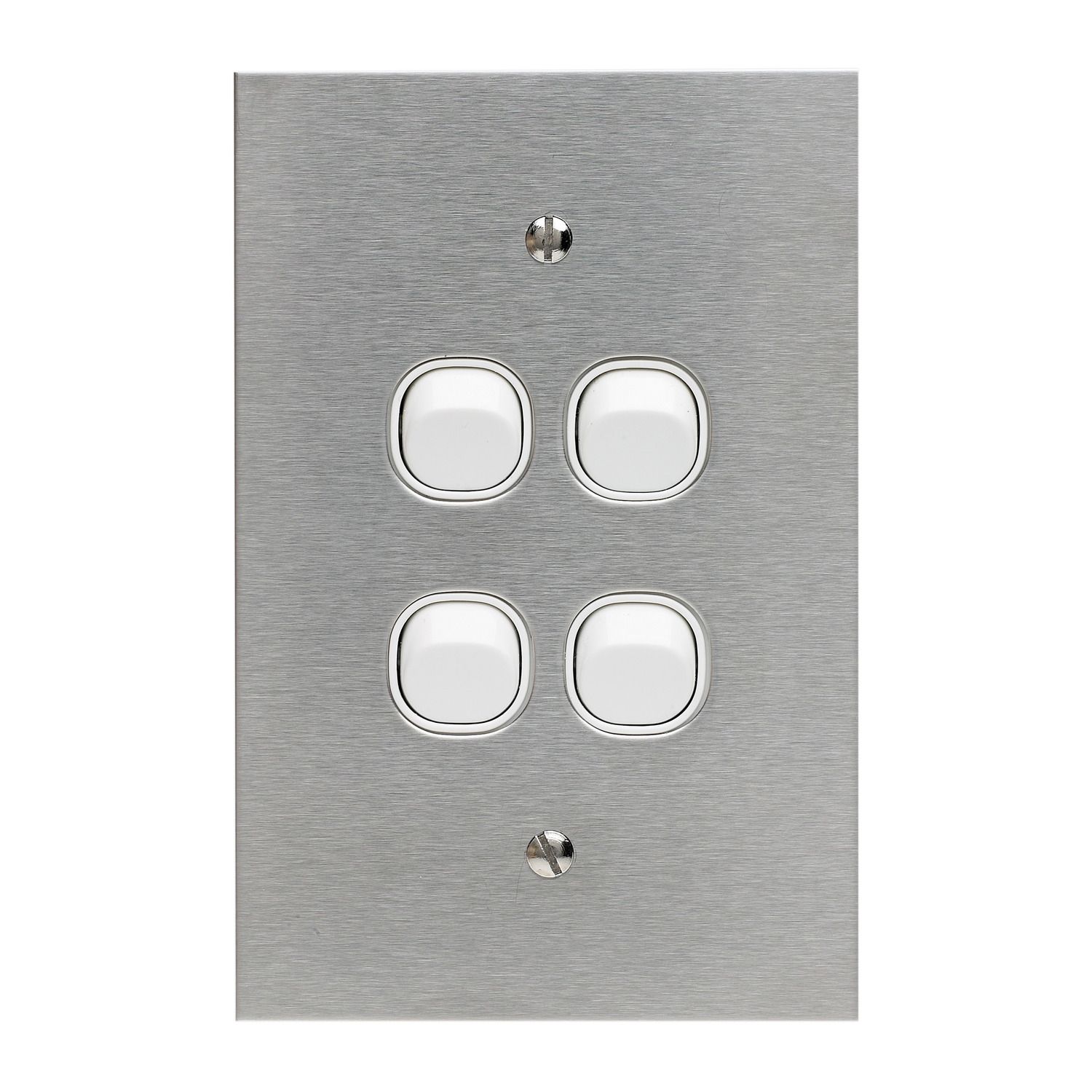 Picture of Flush Switch, Metal Plate Series, 4 Gang, 250VAC, 10A, Range, BSL Style, Standard, Vert
