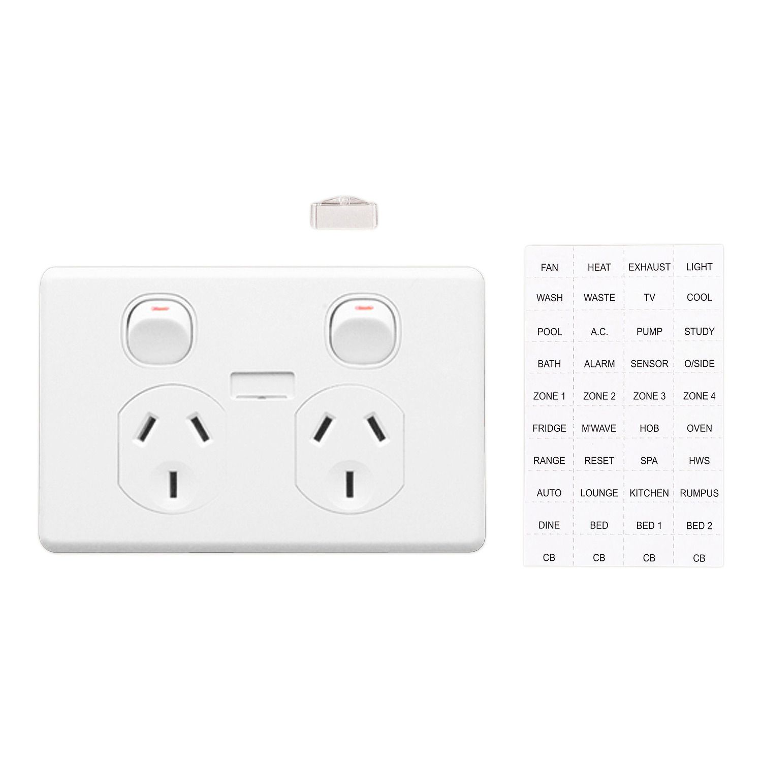Picture of Switched Socket Outlet, Classic C2000 Series, Twin, 250V, 10A, Circuit identification