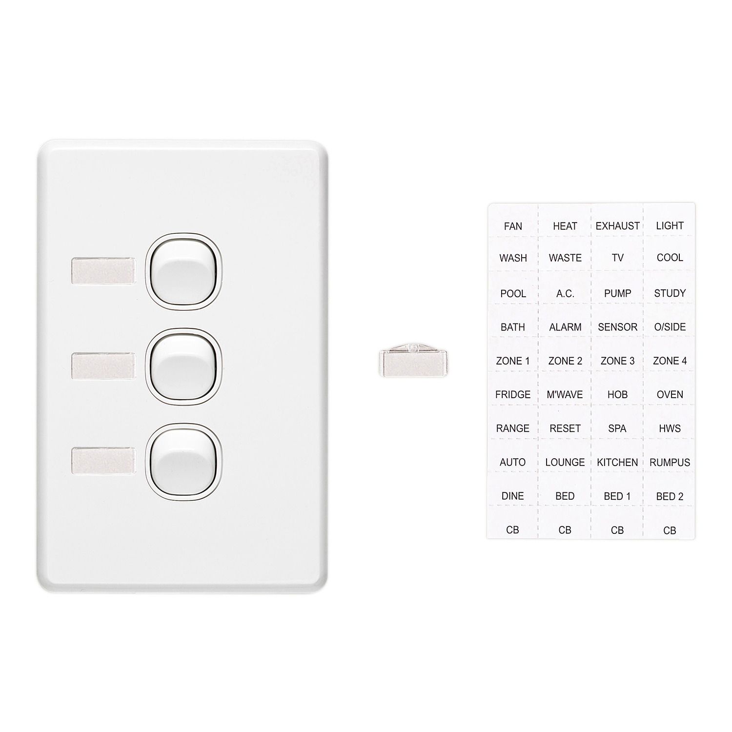 Picture of Flush Switch, Classic C2000 Series, 3 Gang, 250VAC, 10A, Vertical