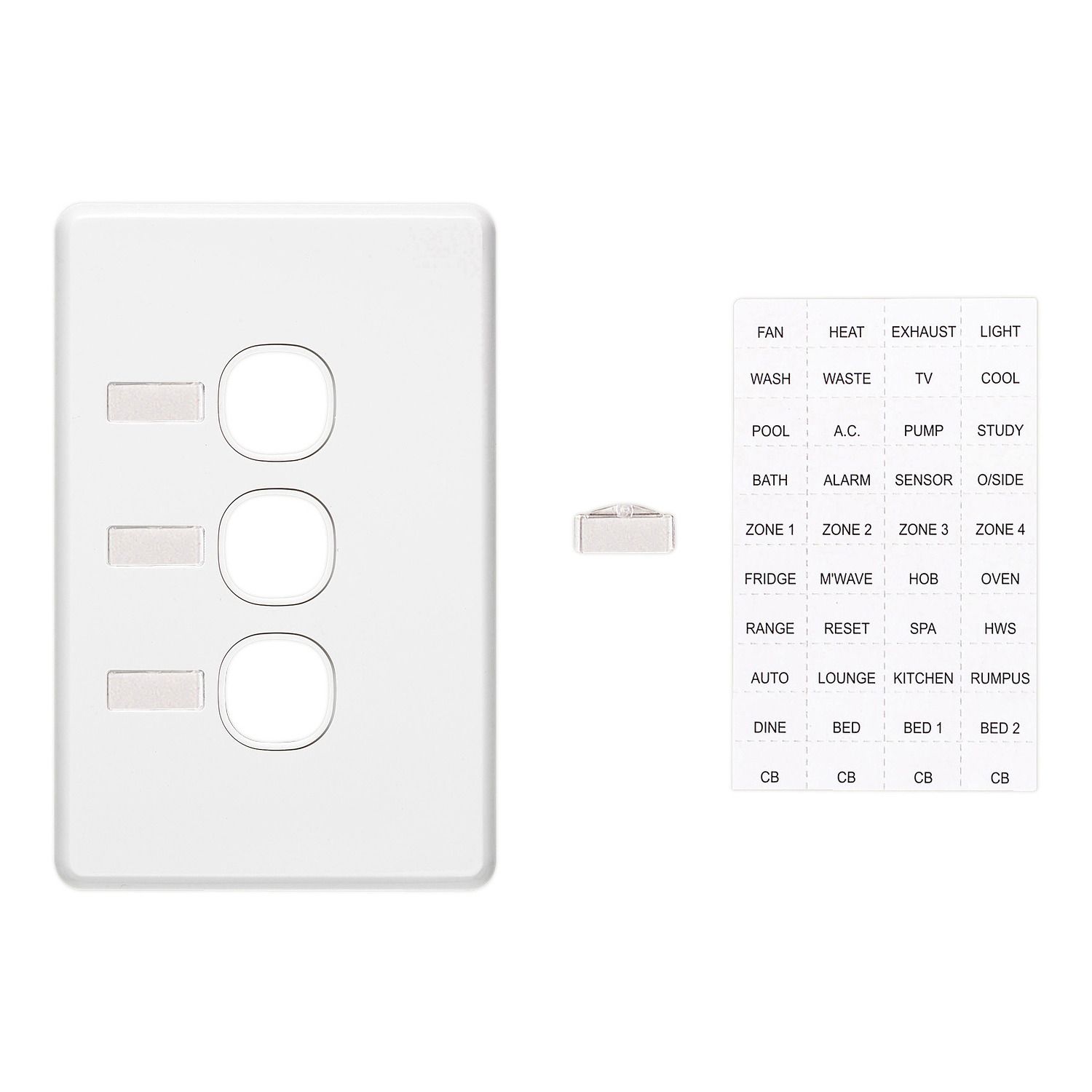 Picture of Switch Grid Plate and Cover, Classic C2000 Series, 3 Gang, Less Mechanism, Circuit Identification