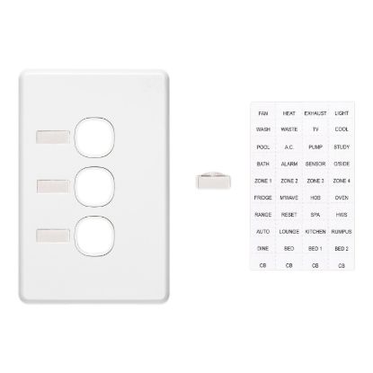 Picture of Switch Grid Plate and Cover, Classic C2000 Series, 3 Gang, Less Mechanism, Circuit Identification
