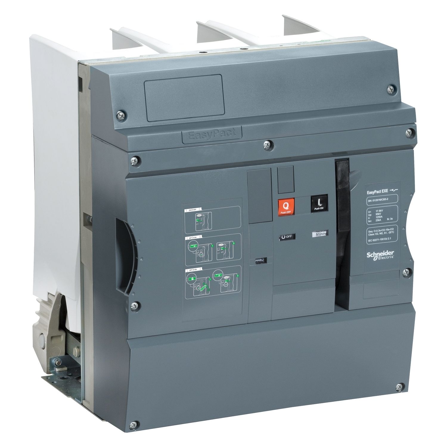 Picture of MV vacuum circuit breaker, EasyPact EXE, basic function, 12kV, 630A, 25kA 3s, 185mm, IEC