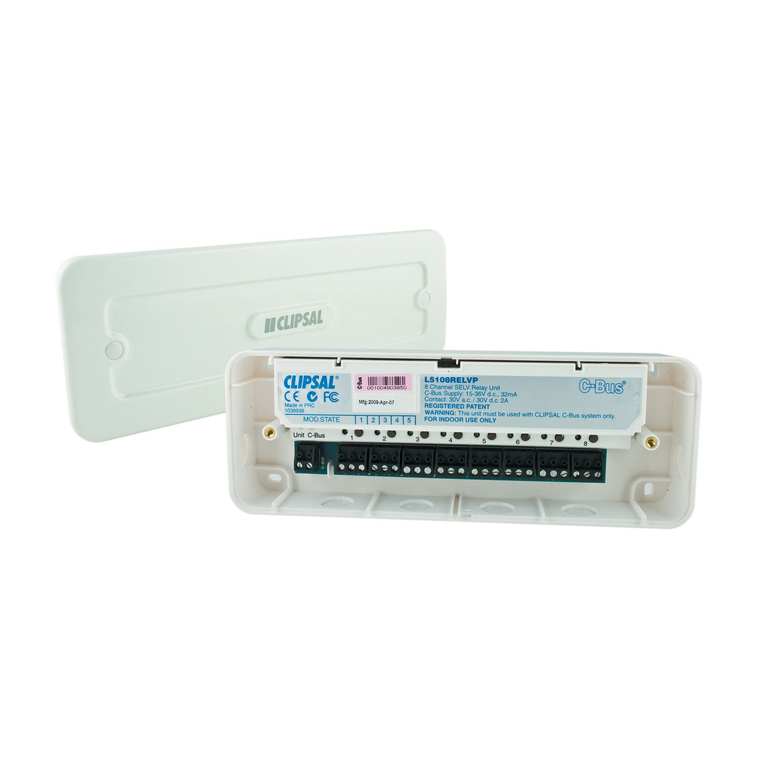 Picture of Relay, C-Bus, Surface Mounted, Extra Low Voltage, 30 V AC DC, 8 Channel, 2A, Without C-Bus Power Supply