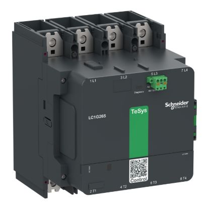 Picture of High power contactor, TeSys Giga, 4 pole (4NO), AC-1 <=440V 385A, standard version, 48…130V wide band AC/DC coil