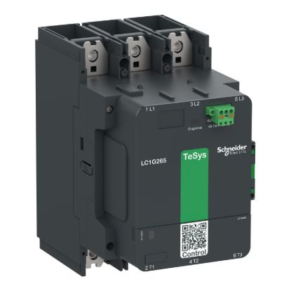Picture of High power contactor, TeSys Giga, 3 pole (3NO), AC-3 <=440V 265A, standard version, 100…250V wide band AC/DC coil