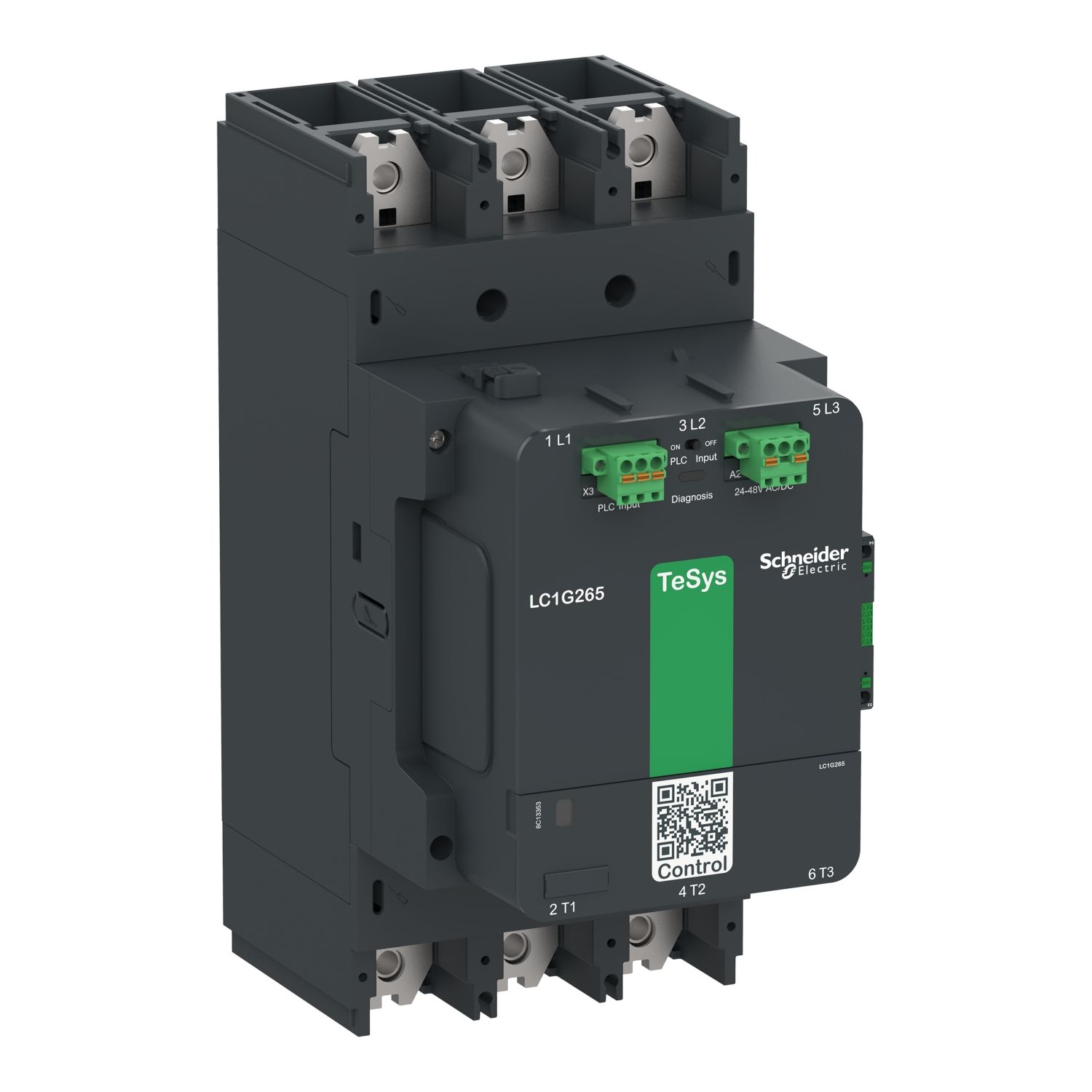 Picture of High power contactor, TeSys Giga, 3 pole (3NO), AC-3 <=440V 500A, advanced version, 200…500V wide band AC/DC coil