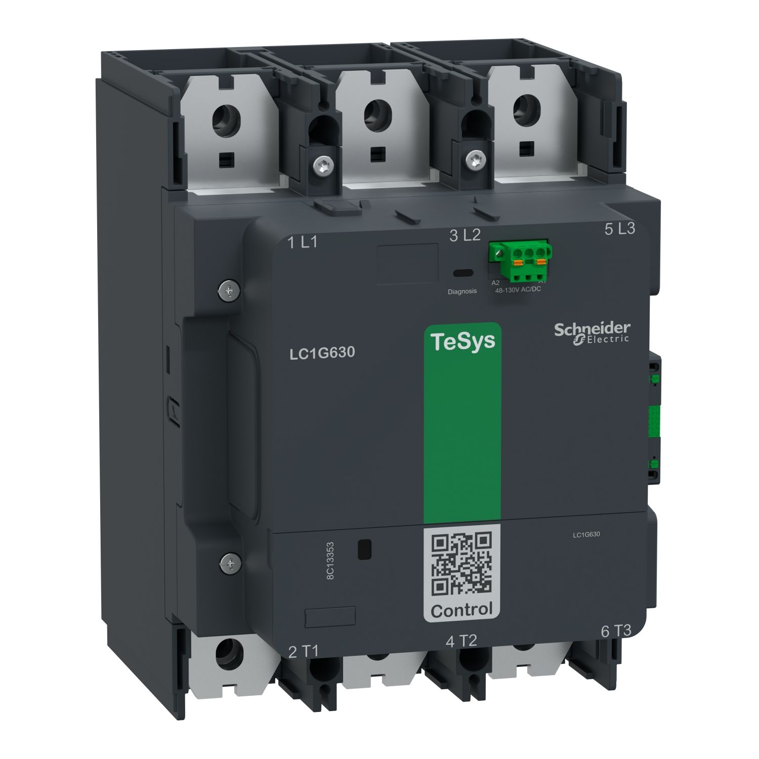 Picture of High power contactor, TeSys Giga, 3 pole (3NO), AC-3 <=440V 800A, standard version, 48…130V wide band AC/DC coil