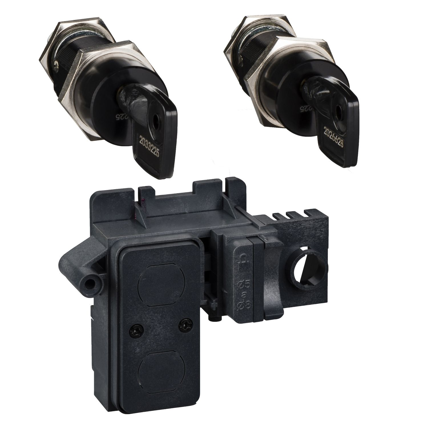 Picture of Locking device, MasterPact MTZ2/3 fixed/drawout, OFF position, Profalux keylock, 2 locks, 2 different keys, spare part