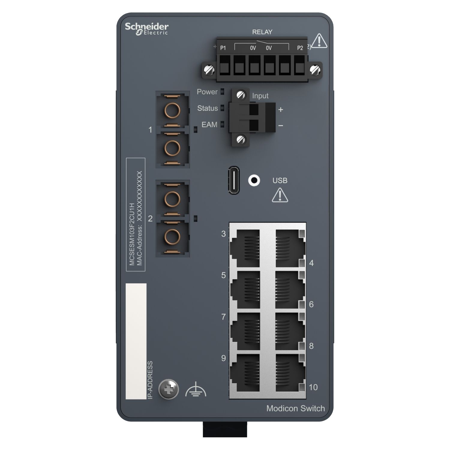 Picture of Modicon Extended Managed Switch - 8 ports for copper + 2 ports for fiber optic multimode - Harsh