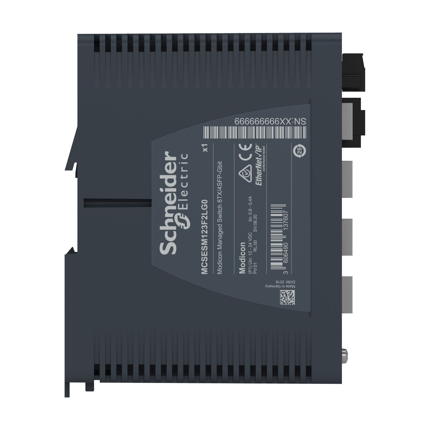 Picture of network switch, Modicon Networking, managed, 8 ports for copper with 4Gigabit SFP