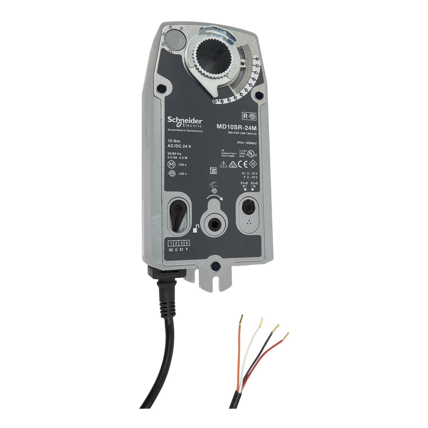 Picture of MD10-SR Damper Actuator, Modulating, 2-10Vdc input signal, Spring Return, 24Vac/dc, 1m Leads, 10Nm, IP54