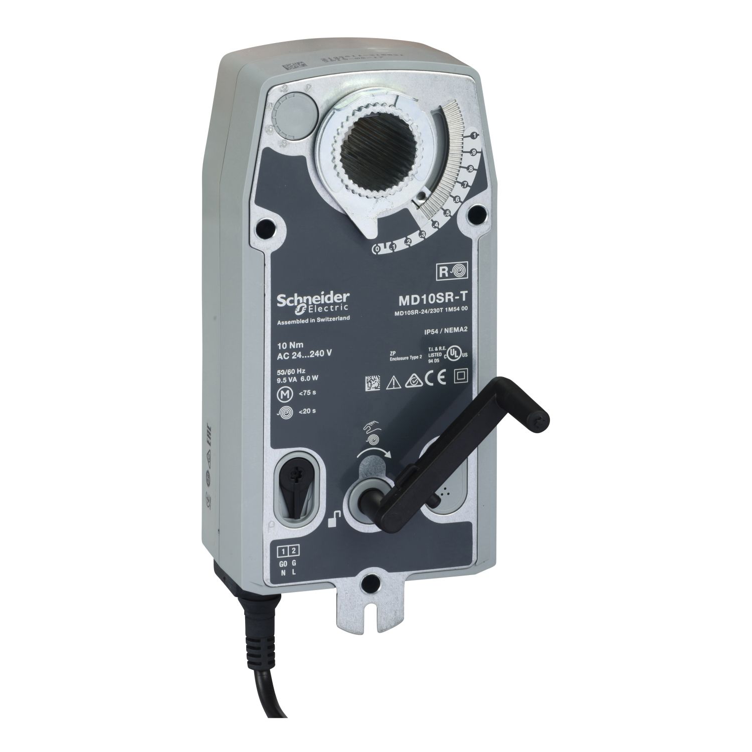 Picture of MD20-SR Damper Actuator, 2-Position or 3-Wire Floating, Spring Return, 24Vac/dc, 1m Cable, 20Nm, IP54