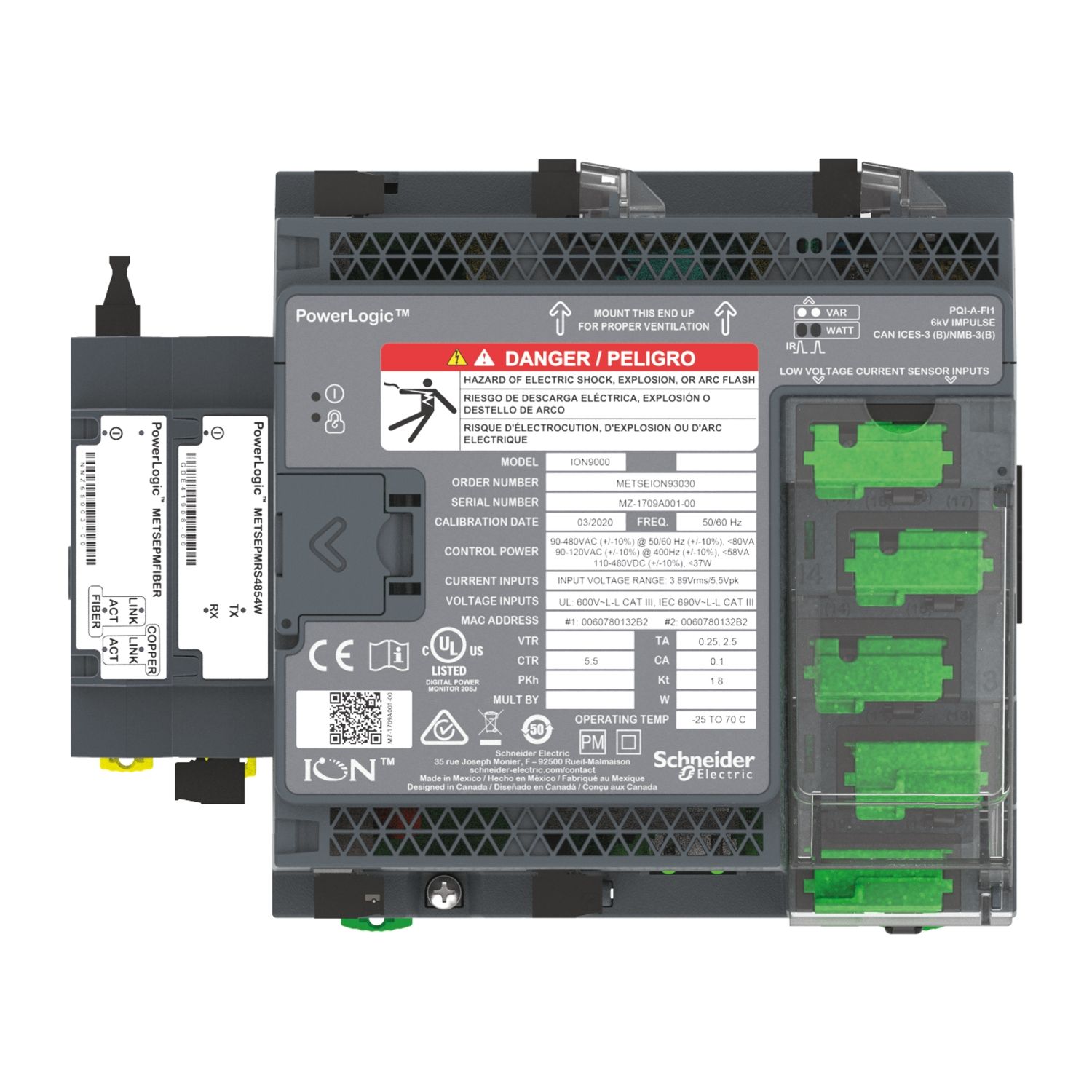 Picture of PowerLogic PM8000 - Communication Module - Fiber-Ethernet module